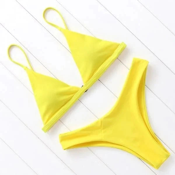 Womens Bikini with Triangle Top and High-Cut Briefs in Stretch Fabric